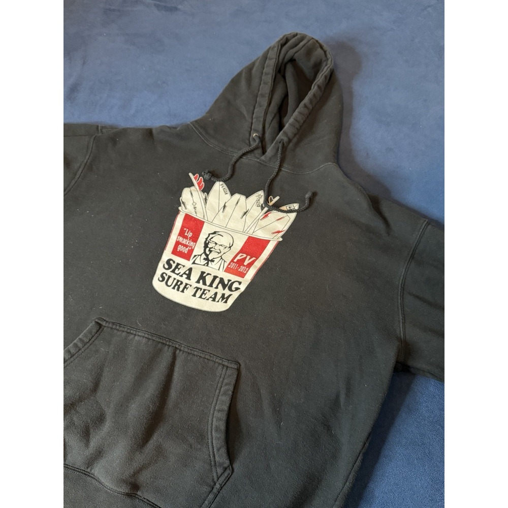 Vtg Globe Aftermath Skate Hoodie KFC Black Mens XL Sea King Surf Team Pullover
